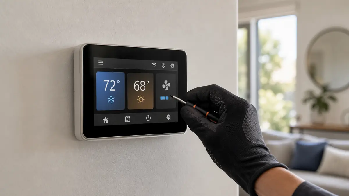 Trane ComfortLink II XL850 wall-mounted touchscreen thermostat in Encino